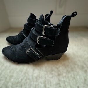 Buckle Strap Zip Up Booties Size 8